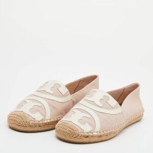 Tory Burch Blush Espadrille Slip-Ons with Cream Logo